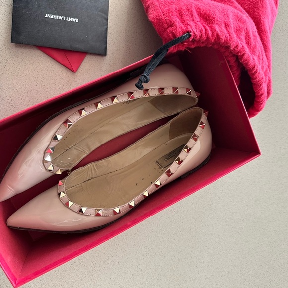 Valentino Rockstud Pointed Toe Ballerina Flat (Women) - Picture 2 of 7